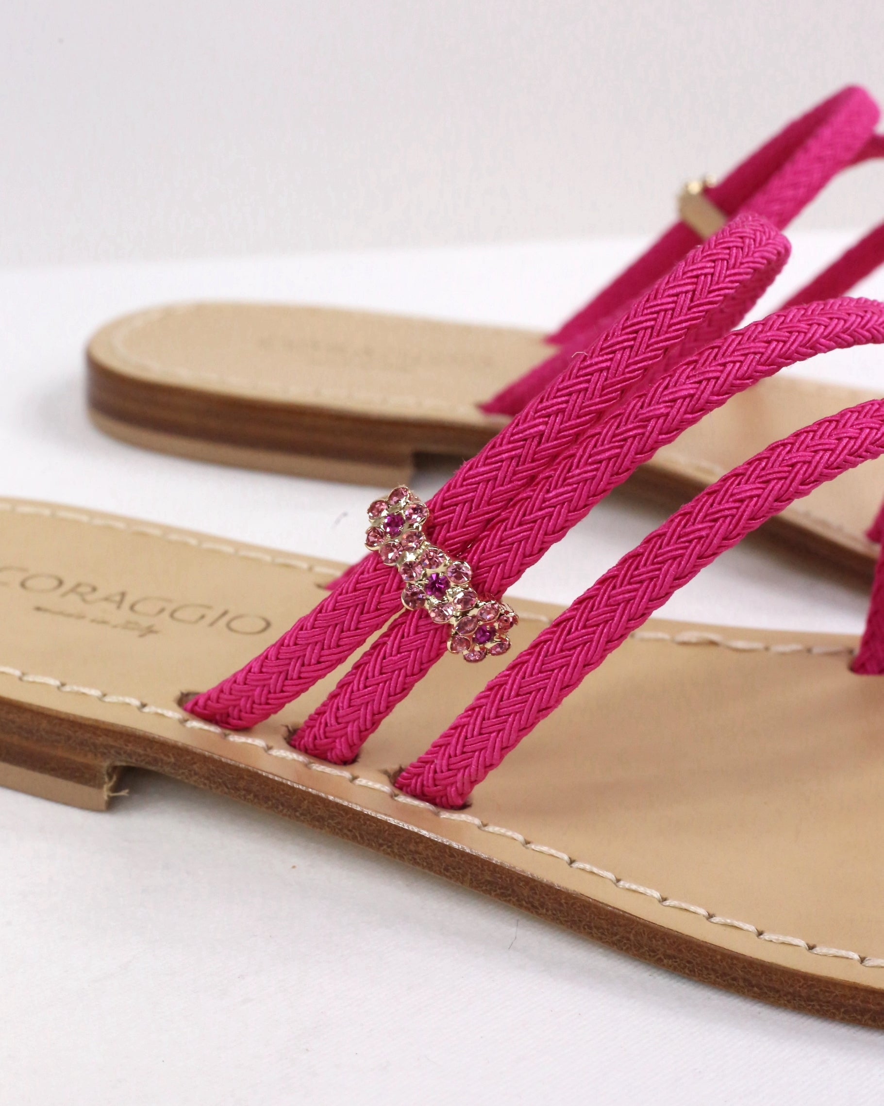 Ciabattina in corda fucsia