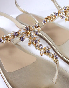 Sandalo gioiello platino con accessori ambra glicine