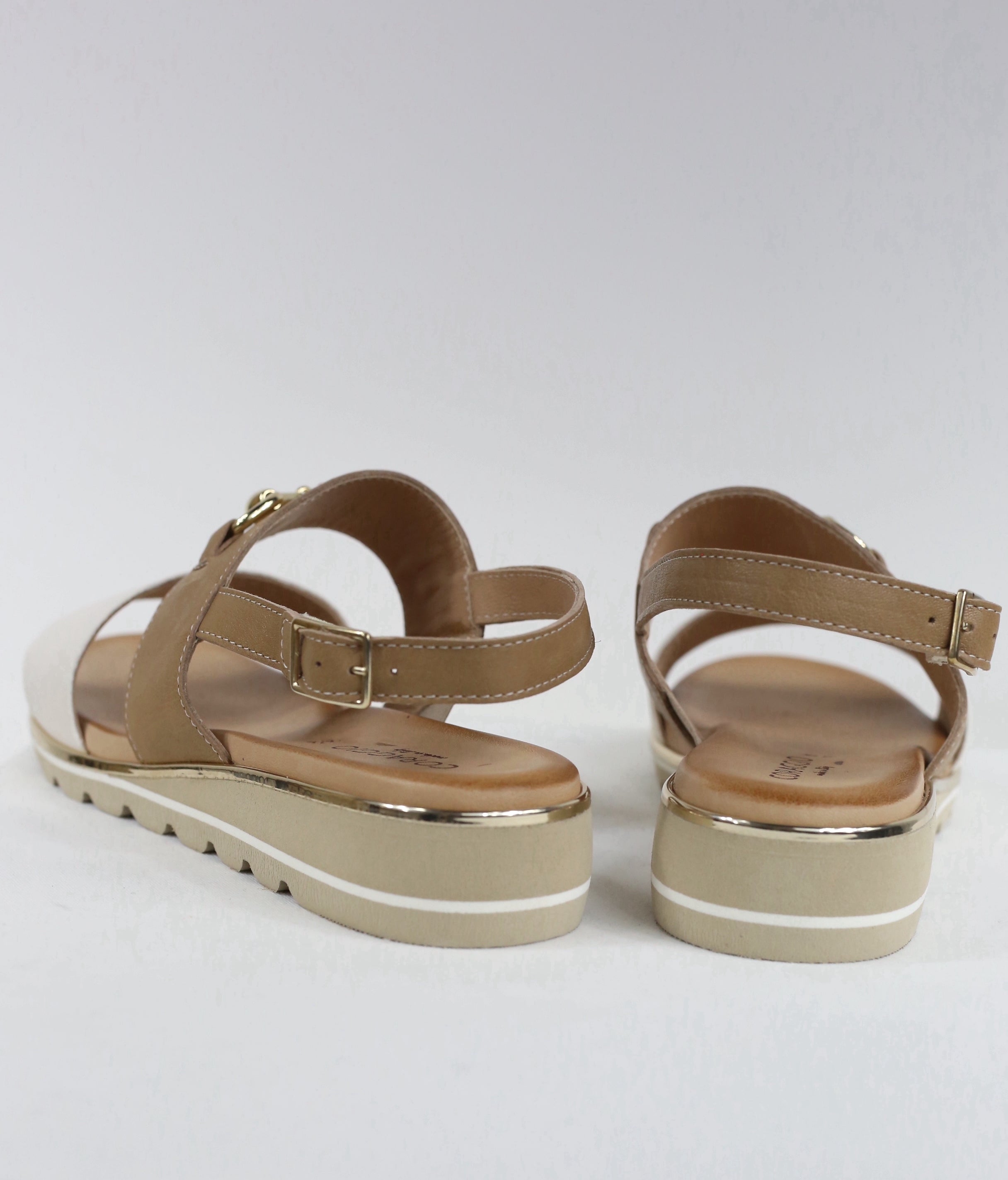 Sandalo Mia beige e bianco