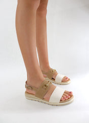 Sandalo Mia beige e bianco