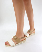 Sandalo Mia beige e bianco