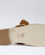 Ciabattina doppia fascia camoscio marrone
