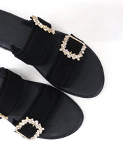 Ciabattina doppia fascia camoscio nero