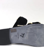 Ciabattina doppia fascia camoscio nero