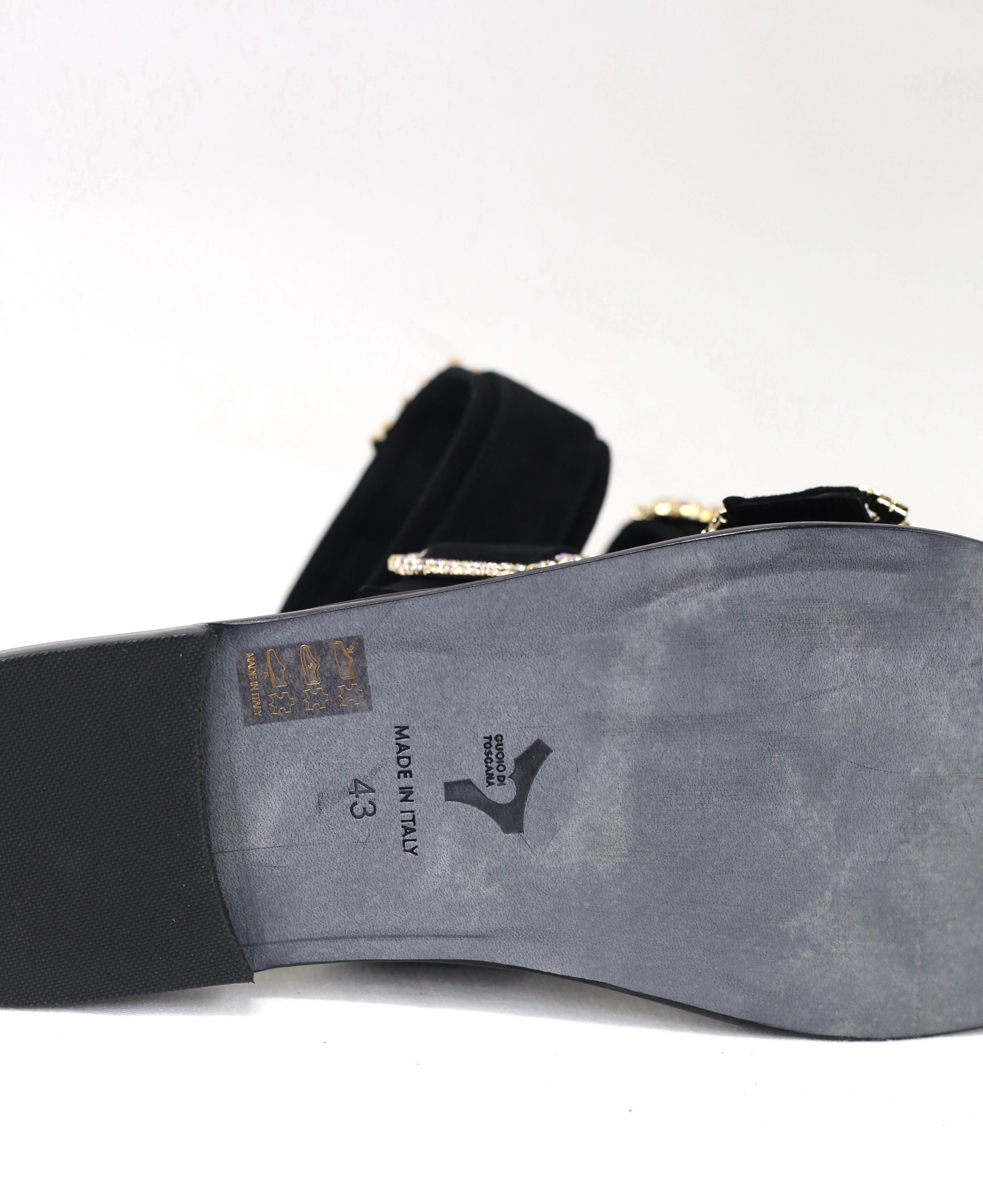 Ciabattina doppia fascia camoscio nero