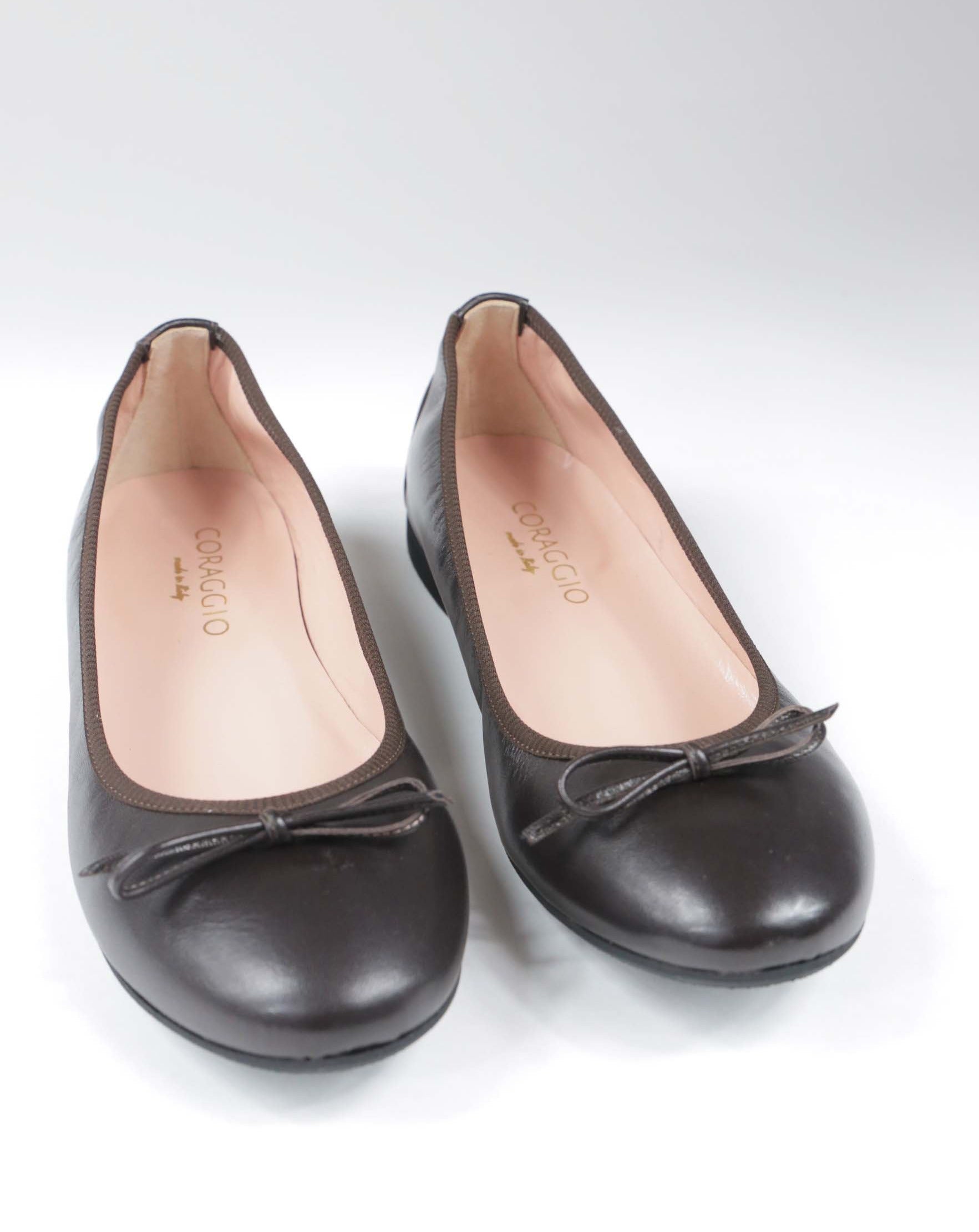 Ballerina in pelle marrone