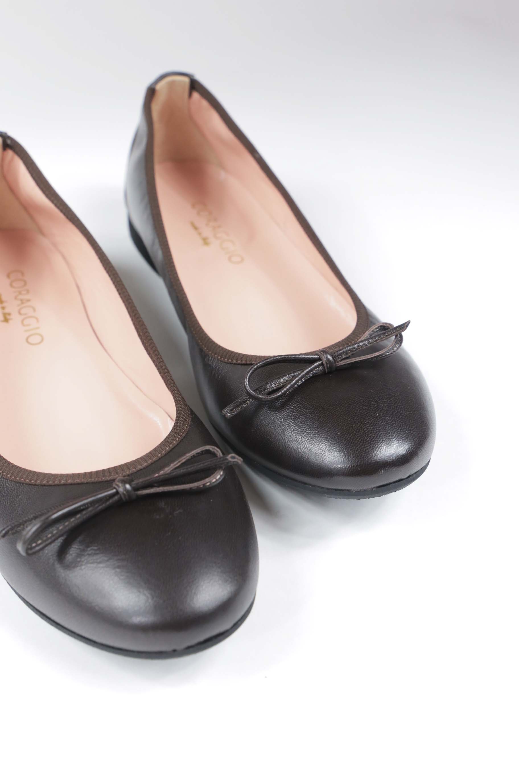 Ballerina in pelle marrone