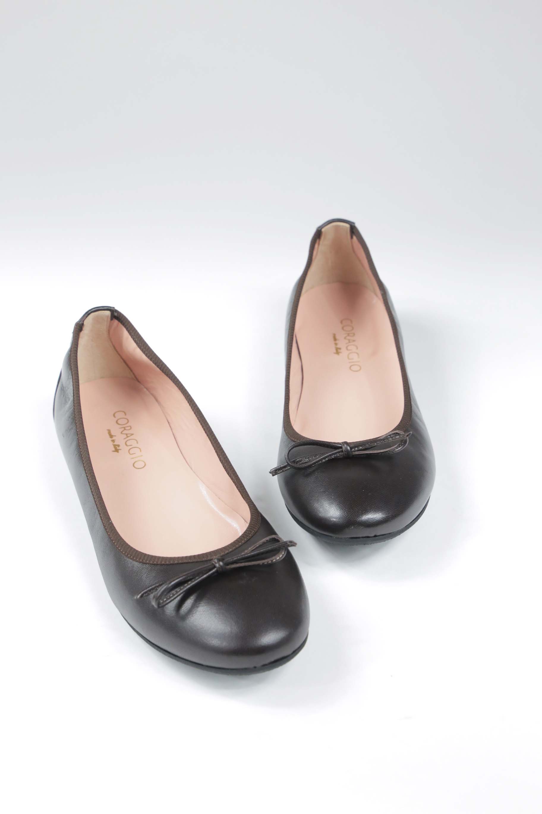 Ballerina in pelle marrone