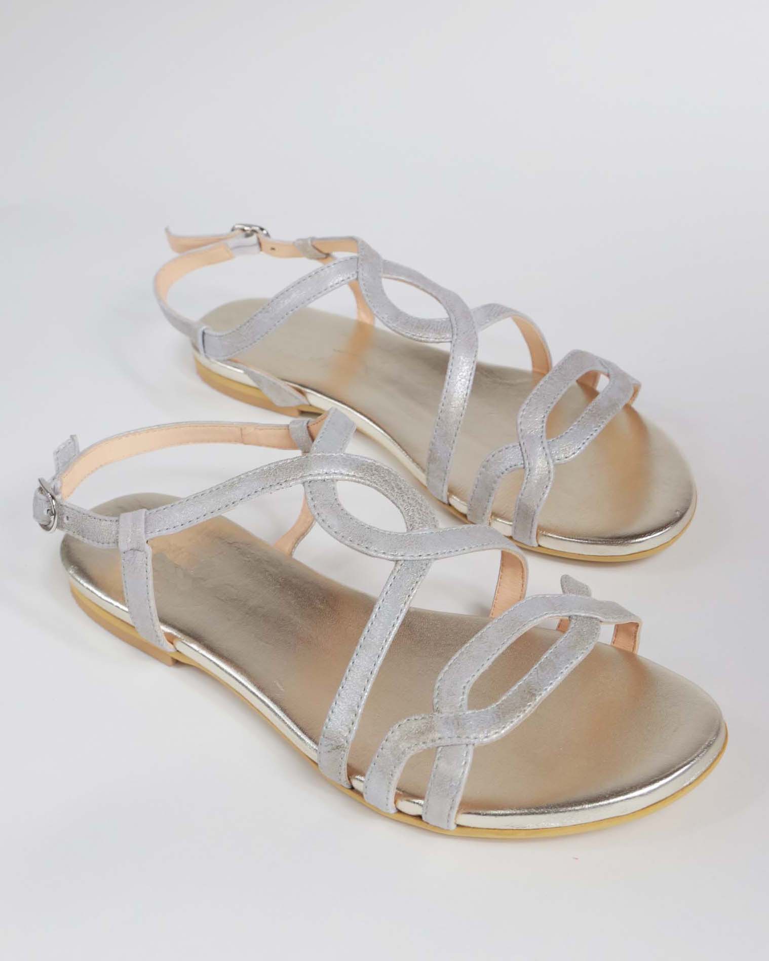 Sandalo Roma argento/beige