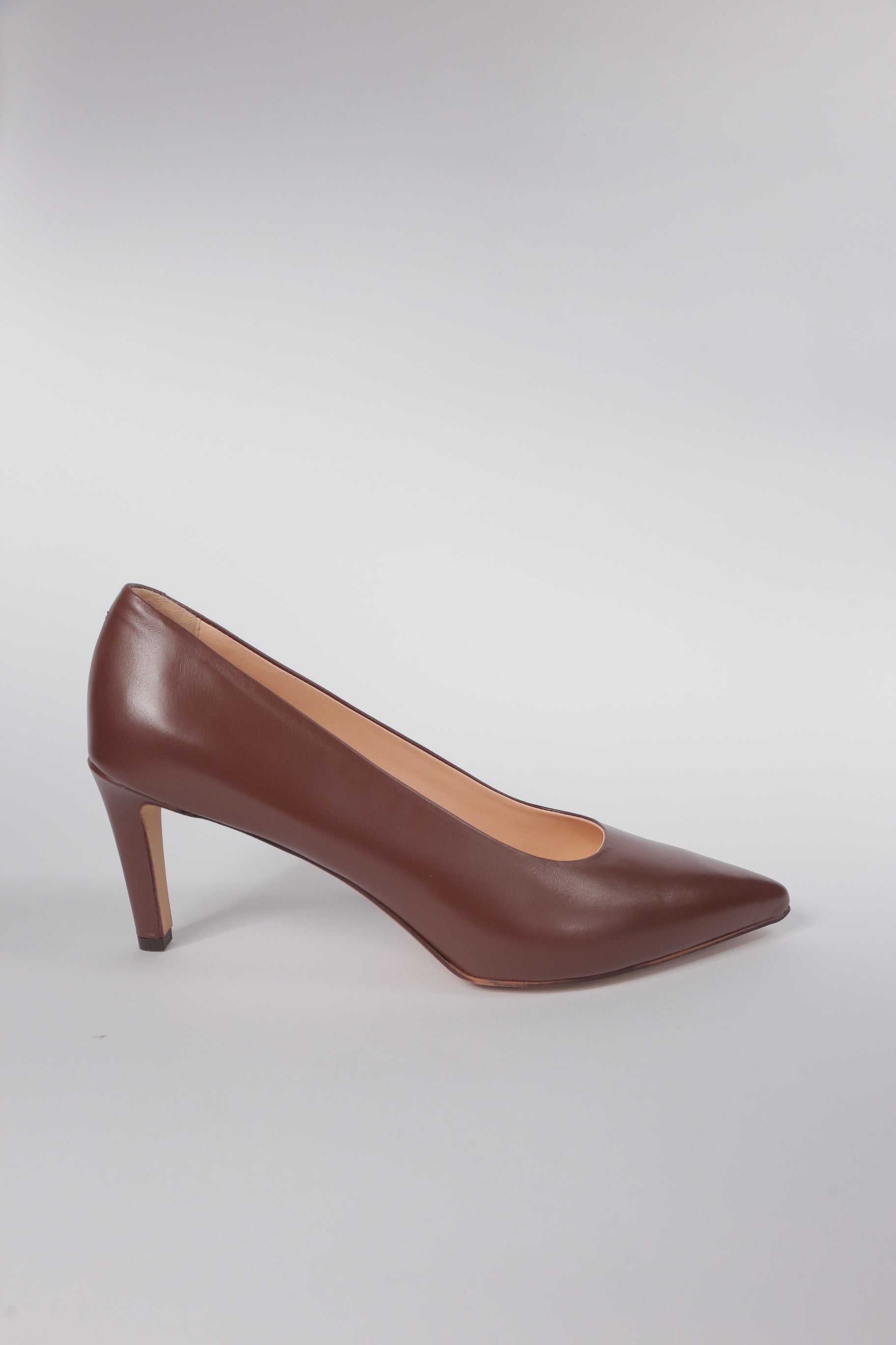 Décolleté Lorena in pelle color noce