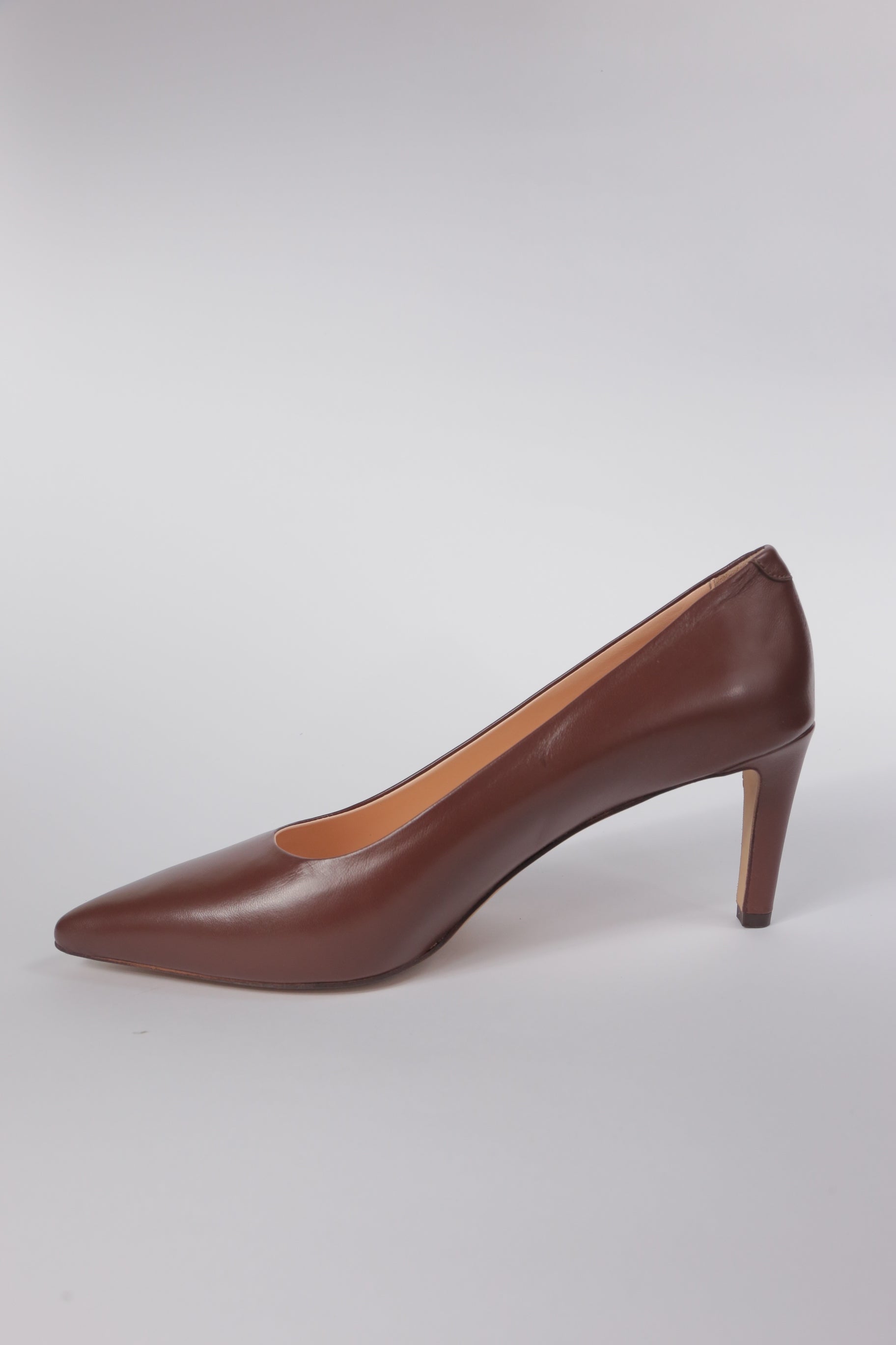 Décolleté Lorena in pelle color noce