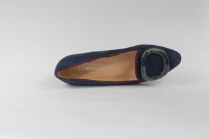 Ballerina a punta di colore blu con accessorio